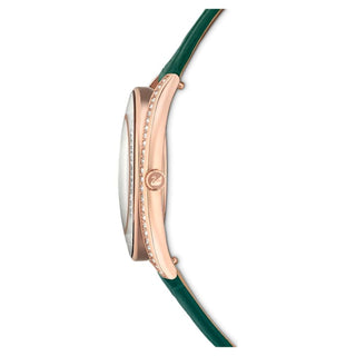 Crystalline Aura watch
Swiss Made, Leather strap, Green, Rose gold-tone finish