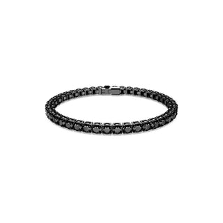 Matrix Tennis bracelet, Round cut, Black, Ruthenium plated Large
