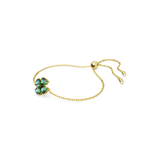 Idyllia bracelet, Mixed cuts, Clover, Green, Gold-tone plated