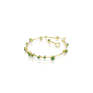 Constella bangle, Mixed round cuts, Green, Gold-tone plated