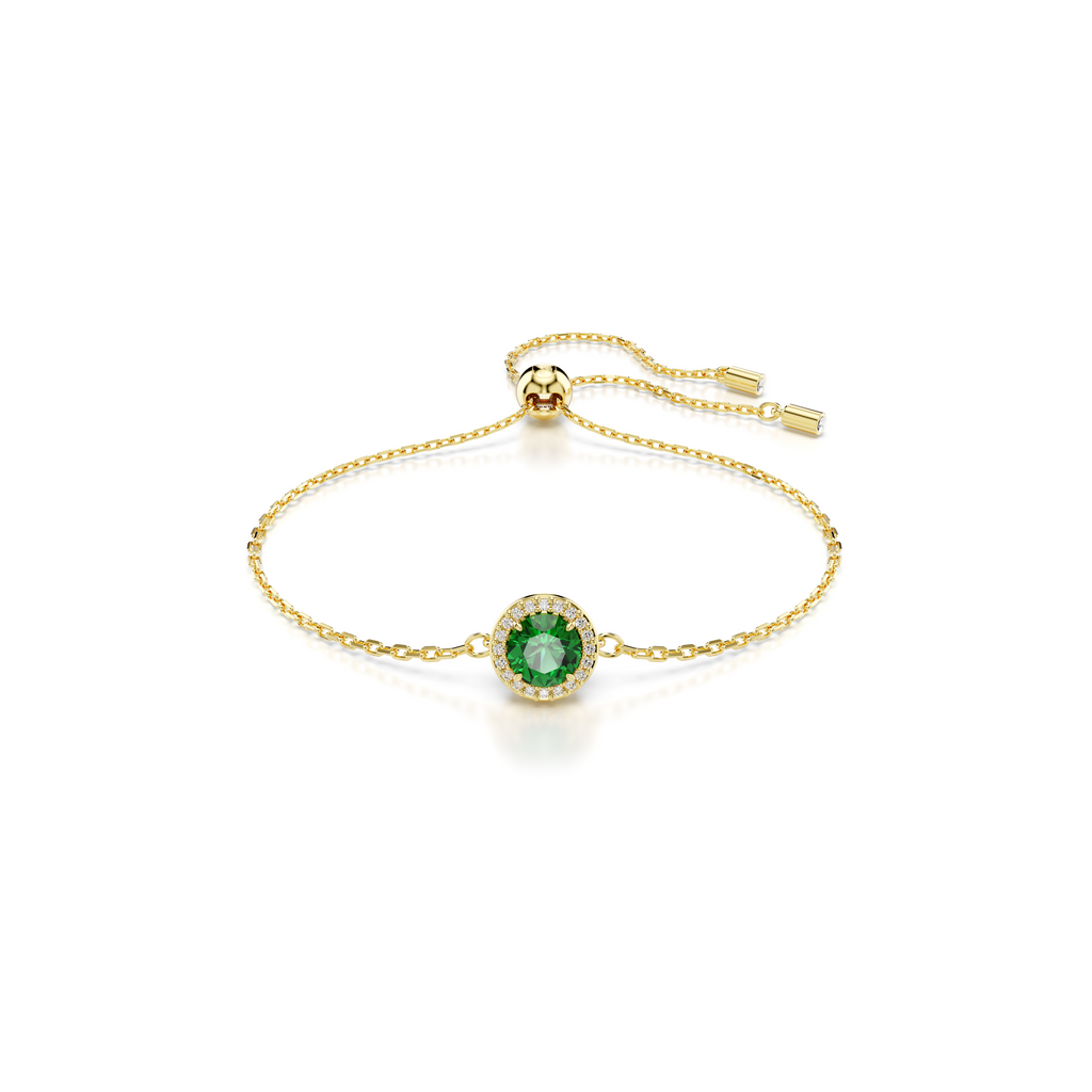 Una bracelet, Round cut, Pavé, Green, Gold-tone plated – Swarovski Lebanon