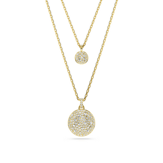 Meteora layered pendant, White, Gold-tone plated