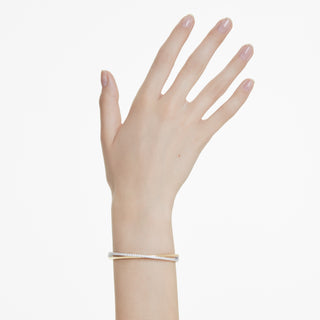 Hyperbola bangle, Round cut, White, Mixed metal finish