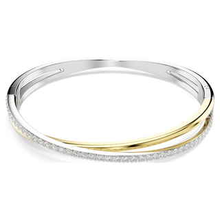 Hyperbola bangle, Round cut, White, Mixed metal finish