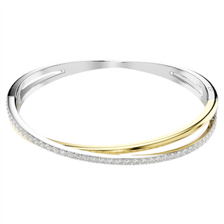 Hyperbola bangle, Round cut, White, Mixed metal finish