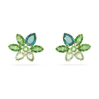 Gema stud earrings
Mixed cuts, Flower, Green, Gold-tone plated